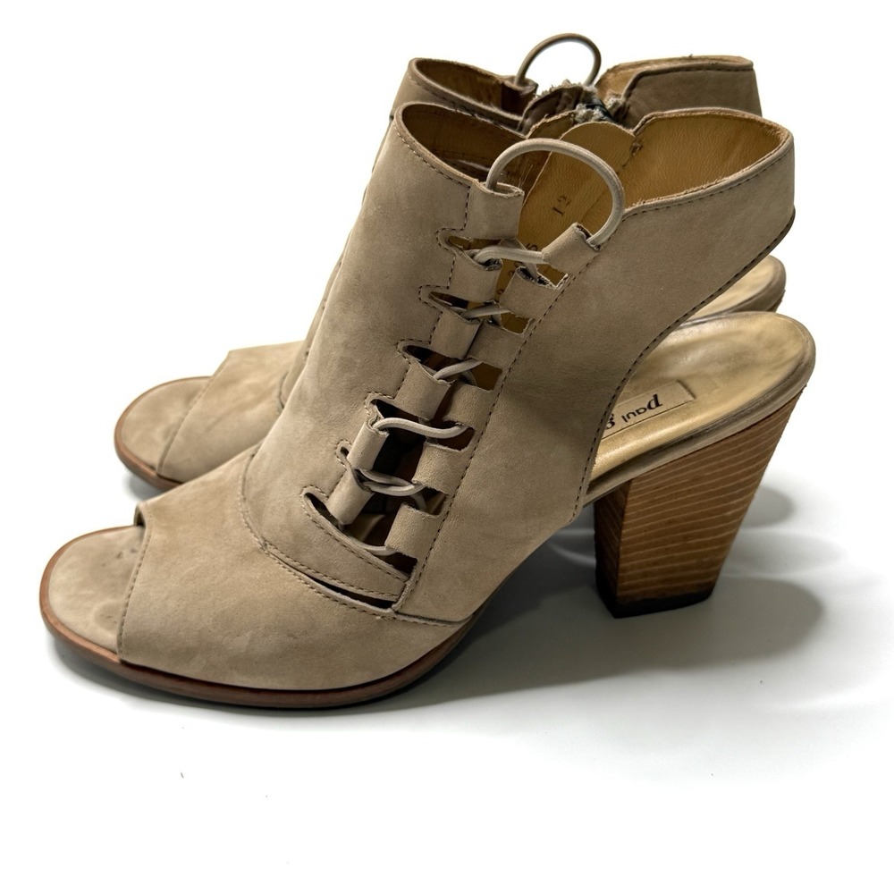 Paul Green Mindy Heels Sisal Nubuk Womens 7 Tan Suede Mule‎ Shoes Sandals